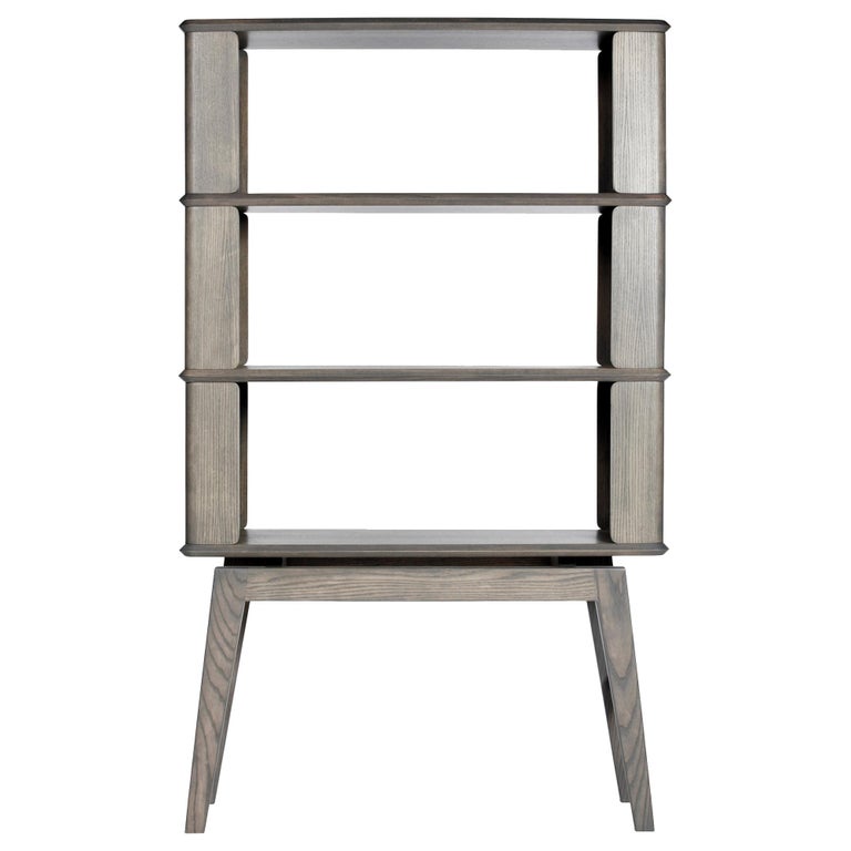 3 Tier Bookshelf Storage Ash Wood With Gray Stain By Debra Folz