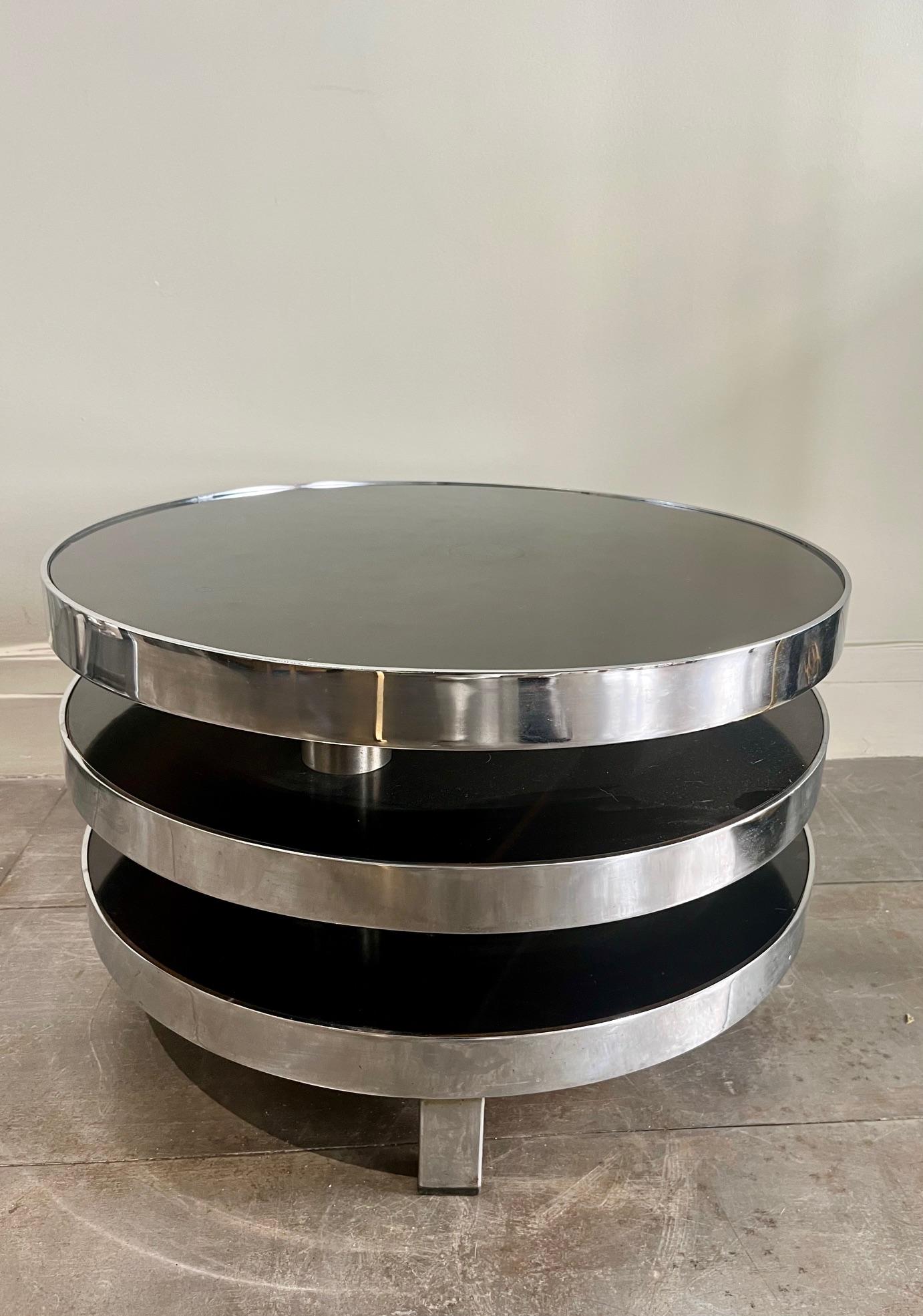 Mesa de centro o auxiliar de 3 niveles, diseño Marie Pergay, editado por Maison Mercier. 1968 Moderno de mediados de siglo