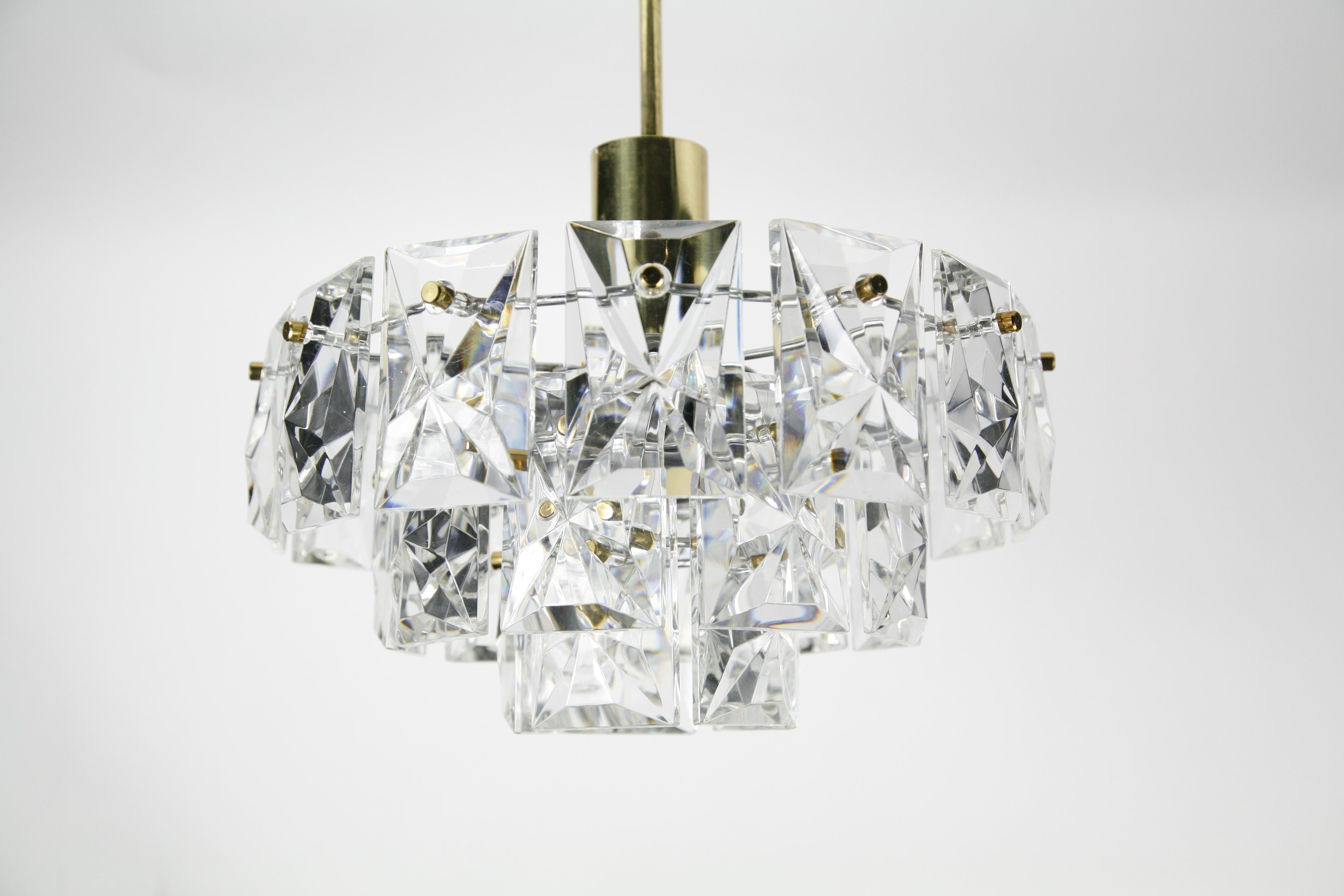 Crystal Kinkeldey Chandelier Chrome and Brass Frame, Germany, 1960 6