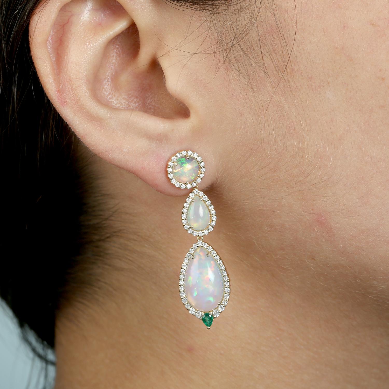 18KT:8.312g, D:1.24ct, Emer:0.27ct, Opale:10.33ct,