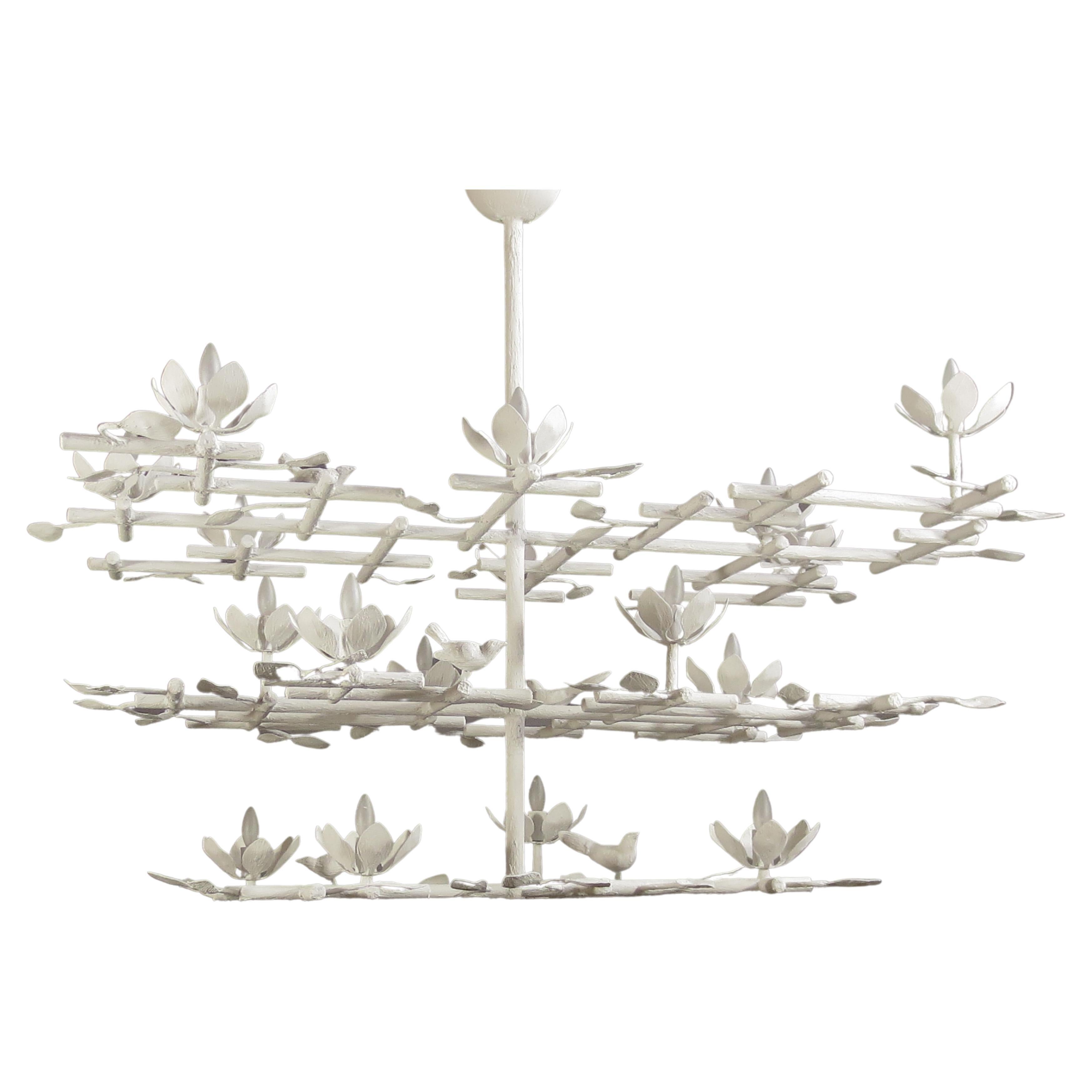 3 Tier Garden Plaster Chandelier For Sale