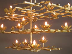 3 Tier Garden Plaster Chandelier Shown in Gold Finish