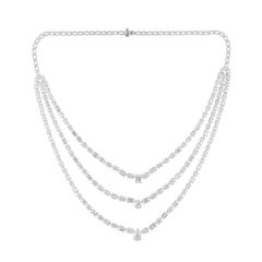 3-Tier Multi Shape 29.75Ct Diamond Wedding Necklace For Bride 18K White Gold
