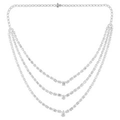 3-Tier Multi Shape 29.75Ct Diamond Wedding Necklace For Bride 18K White Gold