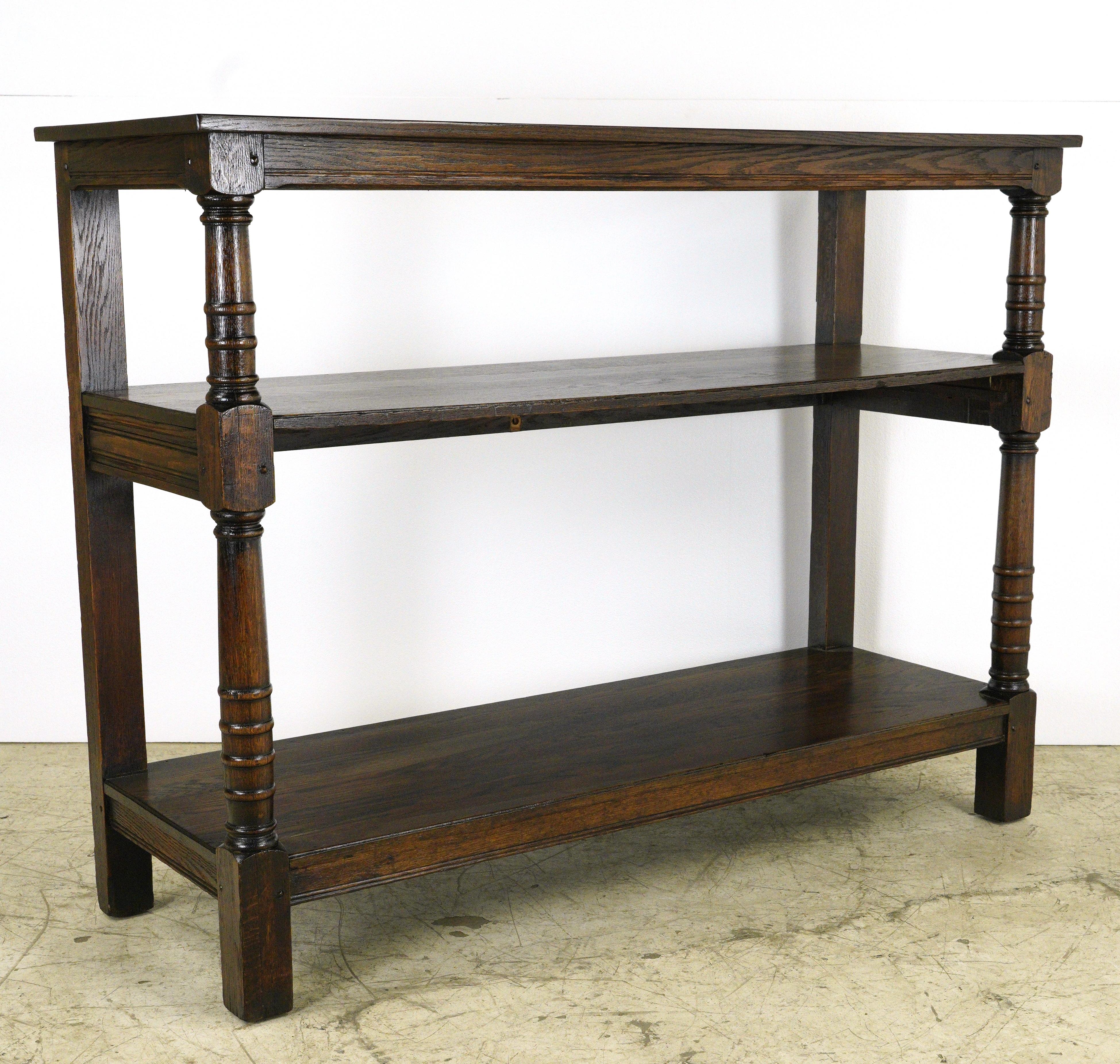3 Tier Oak Shelf Unit from Union Theological Seminary in Manhattan In Good Condition For Sale In New York, NY