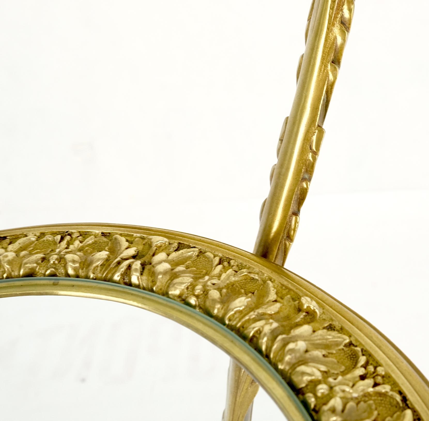 3 Tier Solid Cast Brass Glass Top Tri Legged Dragon Motive Stand In Good Condition For Sale In Rockaway, NJ