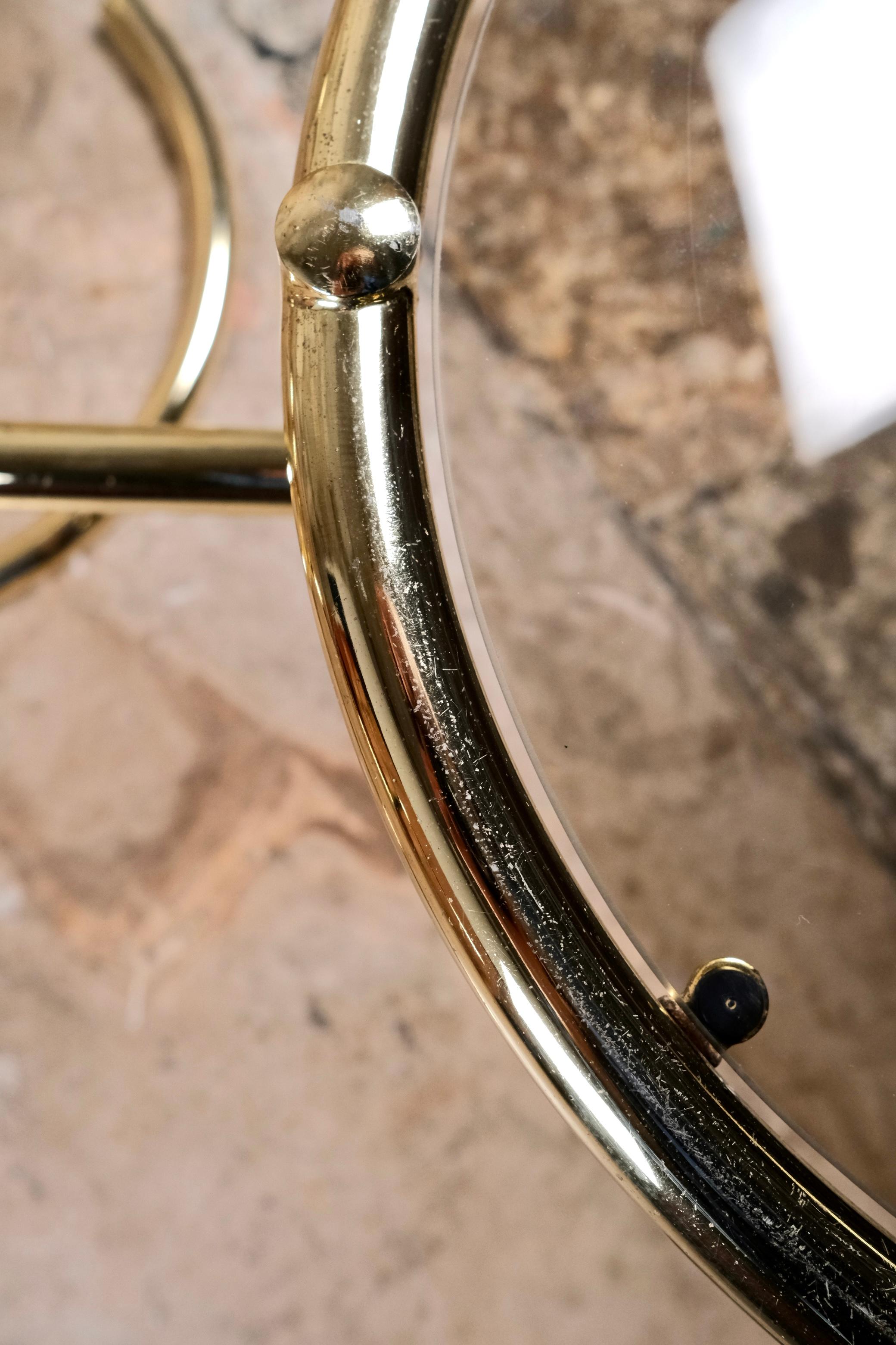 Mesa de centro giratoria de 3 niveles en latón de Morex, made in Italy, años 70 en venta 11