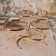 3-tier swivel coffee table in brass by Morex, made in Italy, 1970s