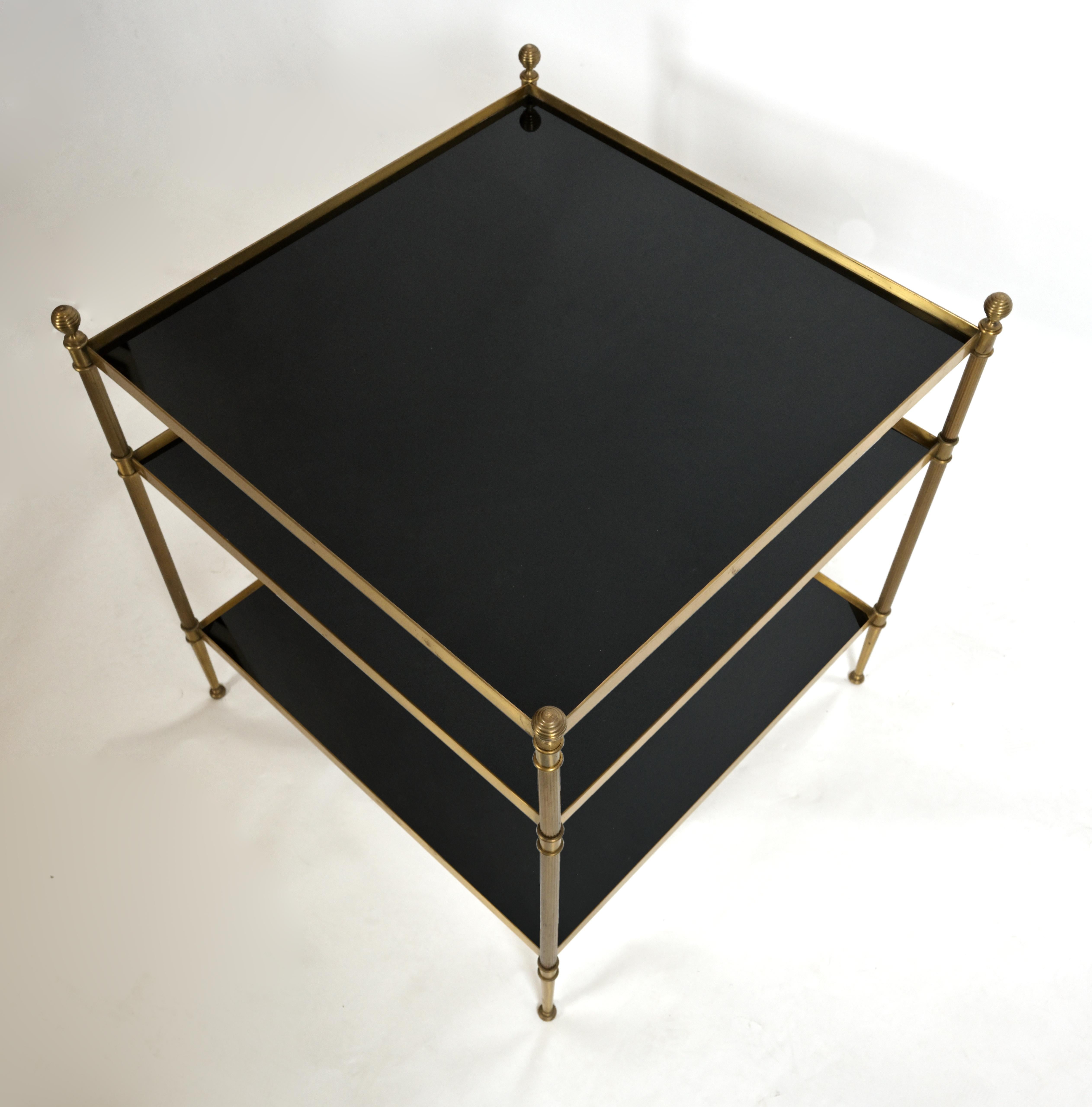3 Tiered Brass Side Table in the Manner of Maison Jansen In Good Condition For Sale In New York, NY