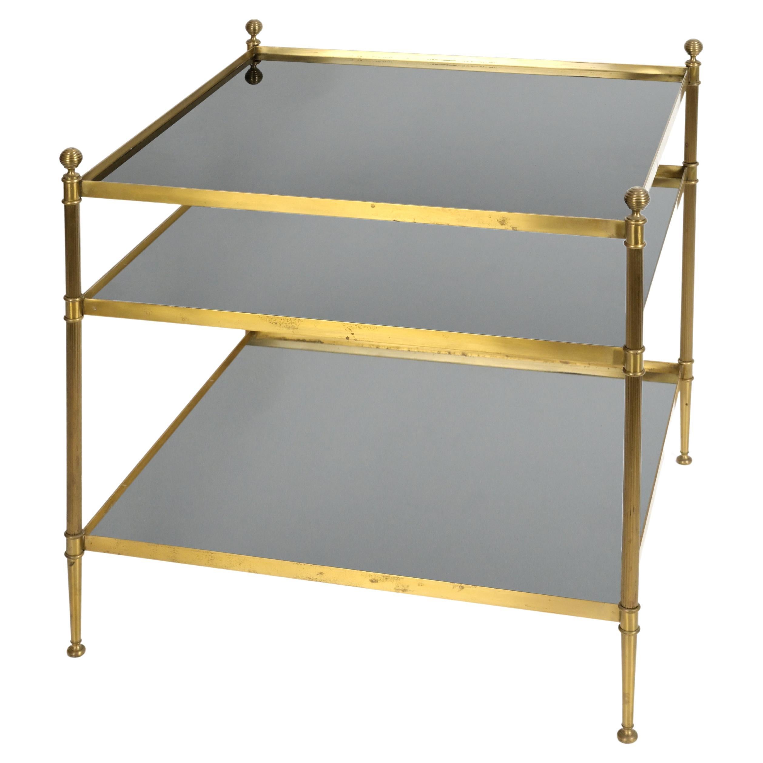 3 Tiered Brass Side Table in the Manner of Maison Jansen For Sale