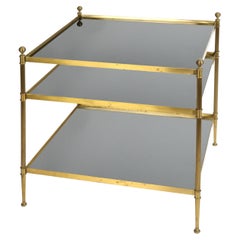 Retro 3 Tiered Brass Side Table in the Manner of Maison Jansen
