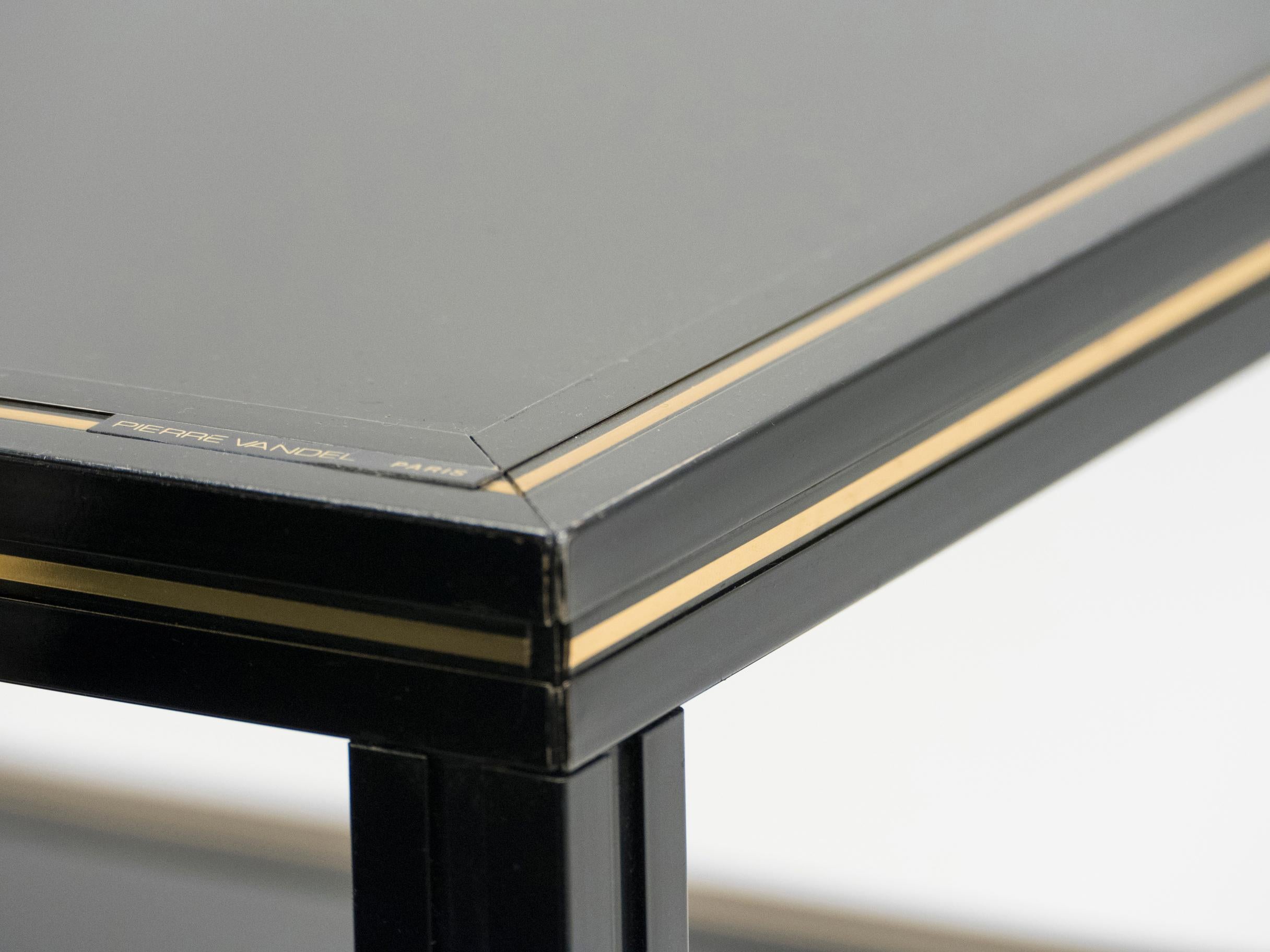 3-Tiers Side Table Black Opaline Glass by Pierre Vandel, 1970s 3