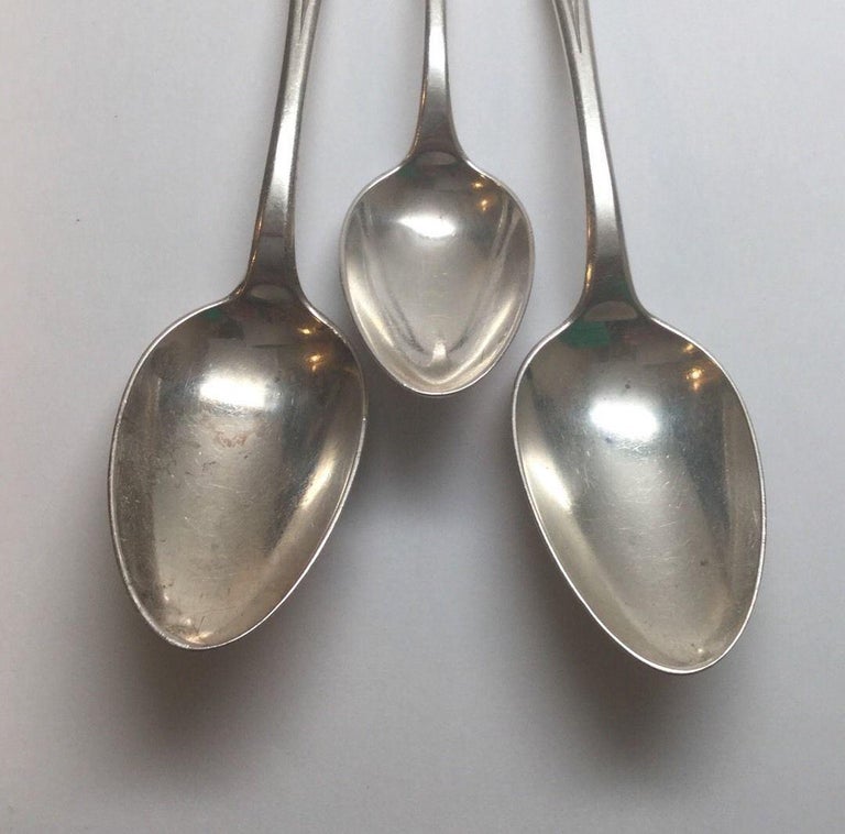 3 Tiffany and Co. 1870 King William Engraved Spoons, 1 Teaspoon and 2