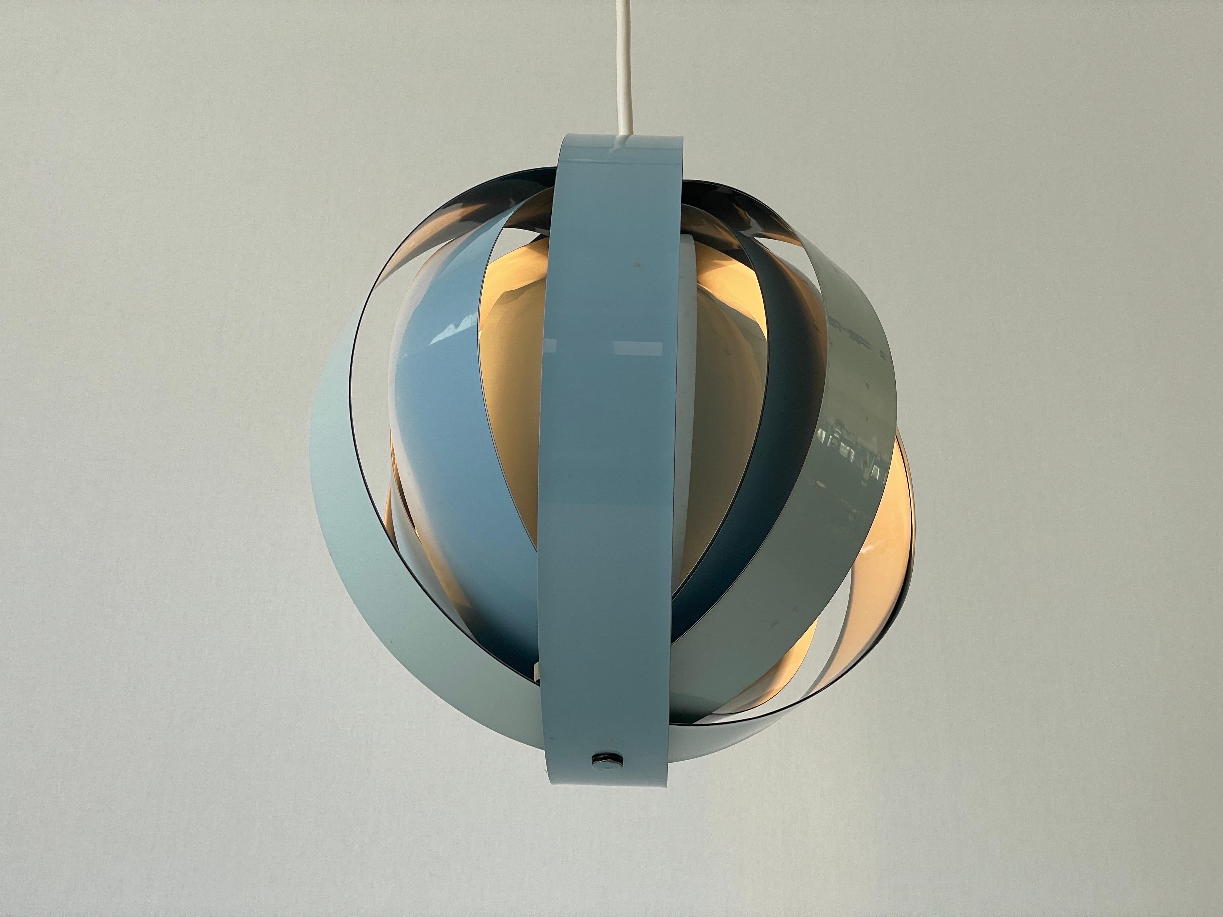 Lampada a sospensione a 3 toni in metallo blu di Lamell-Star-Leuchten, anni '60, Germania in vendita 2