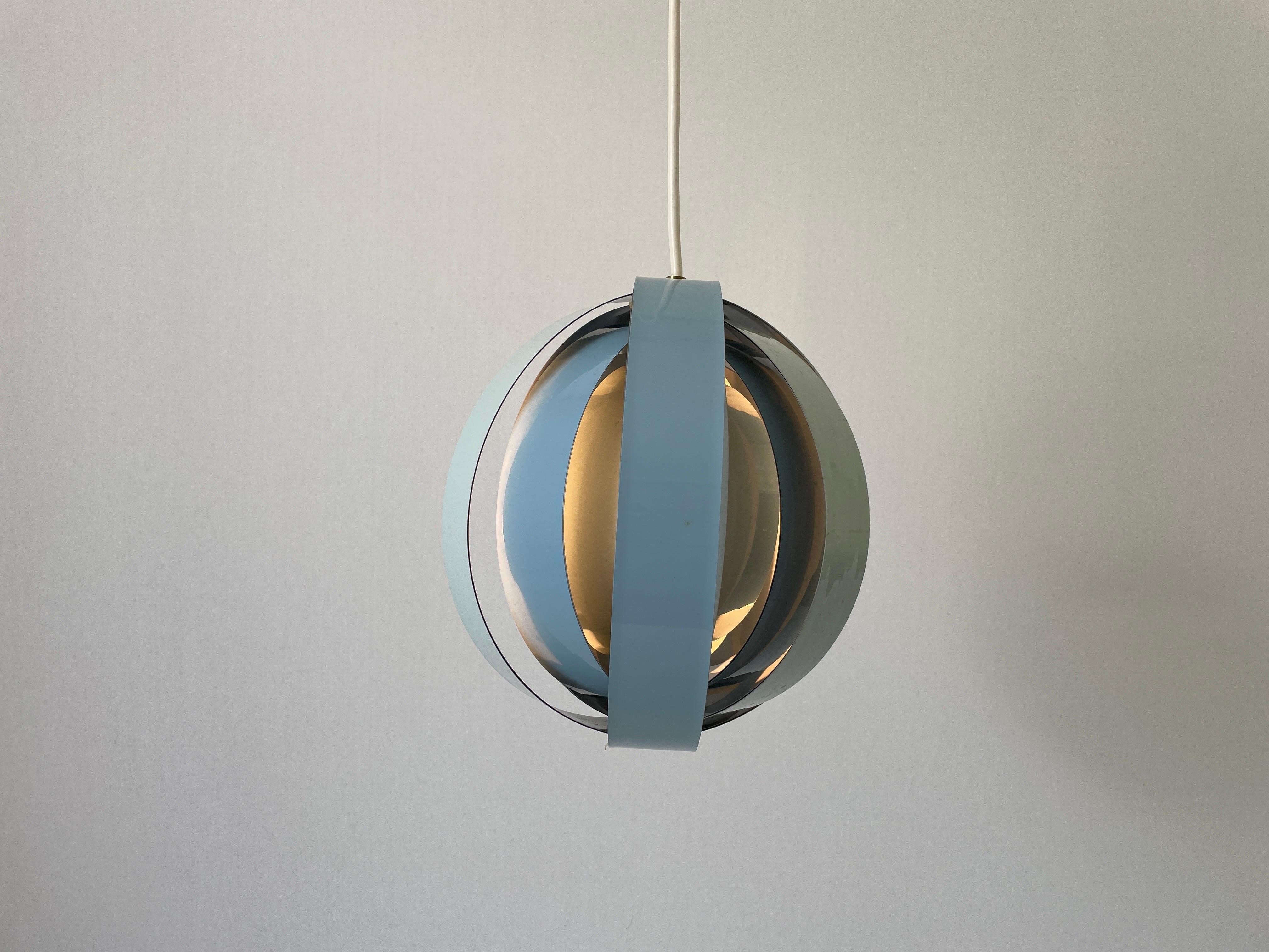 Lampada a sospensione a 3 toni in metallo blu di Lamell-Star-Leuchten, anni '60, Germania in vendita 5