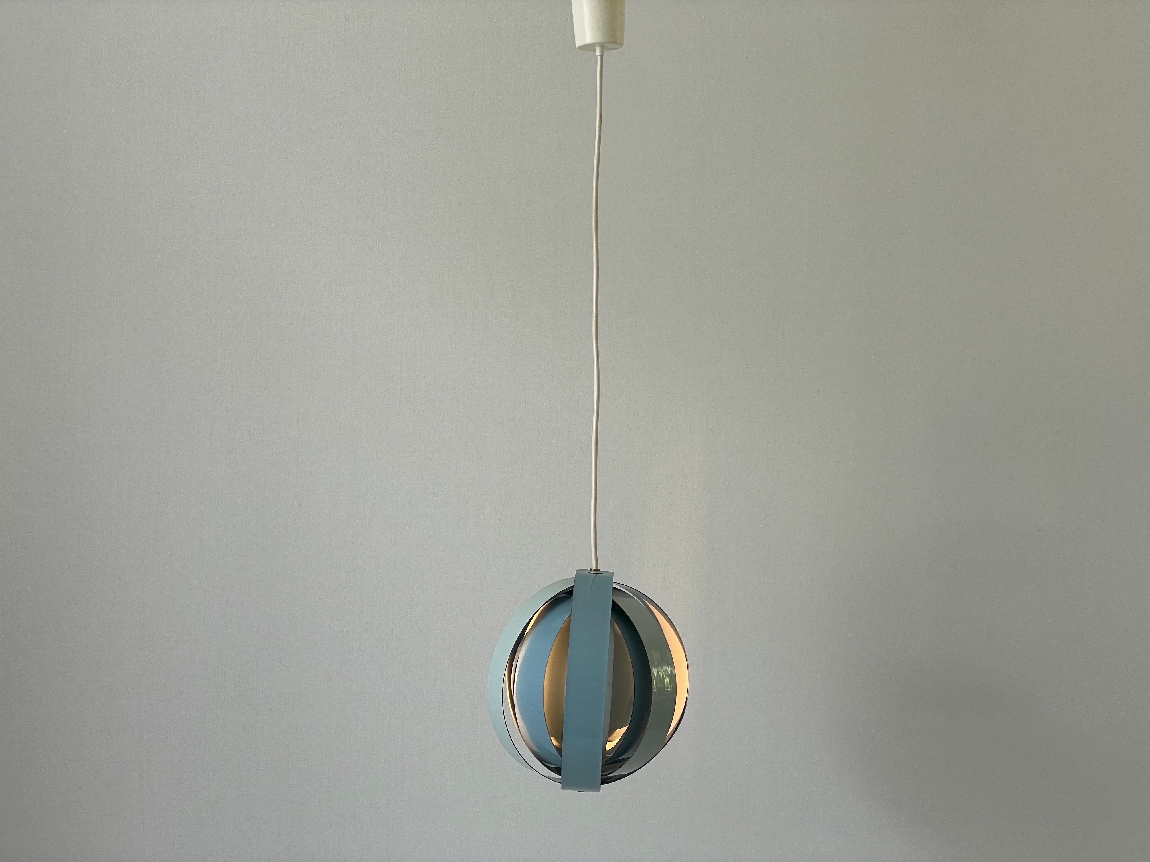 Lampada a sospensione a 3 toni in metallo blu di Lamell-Star-Leuchten, anni '60, Germania in vendita 6
