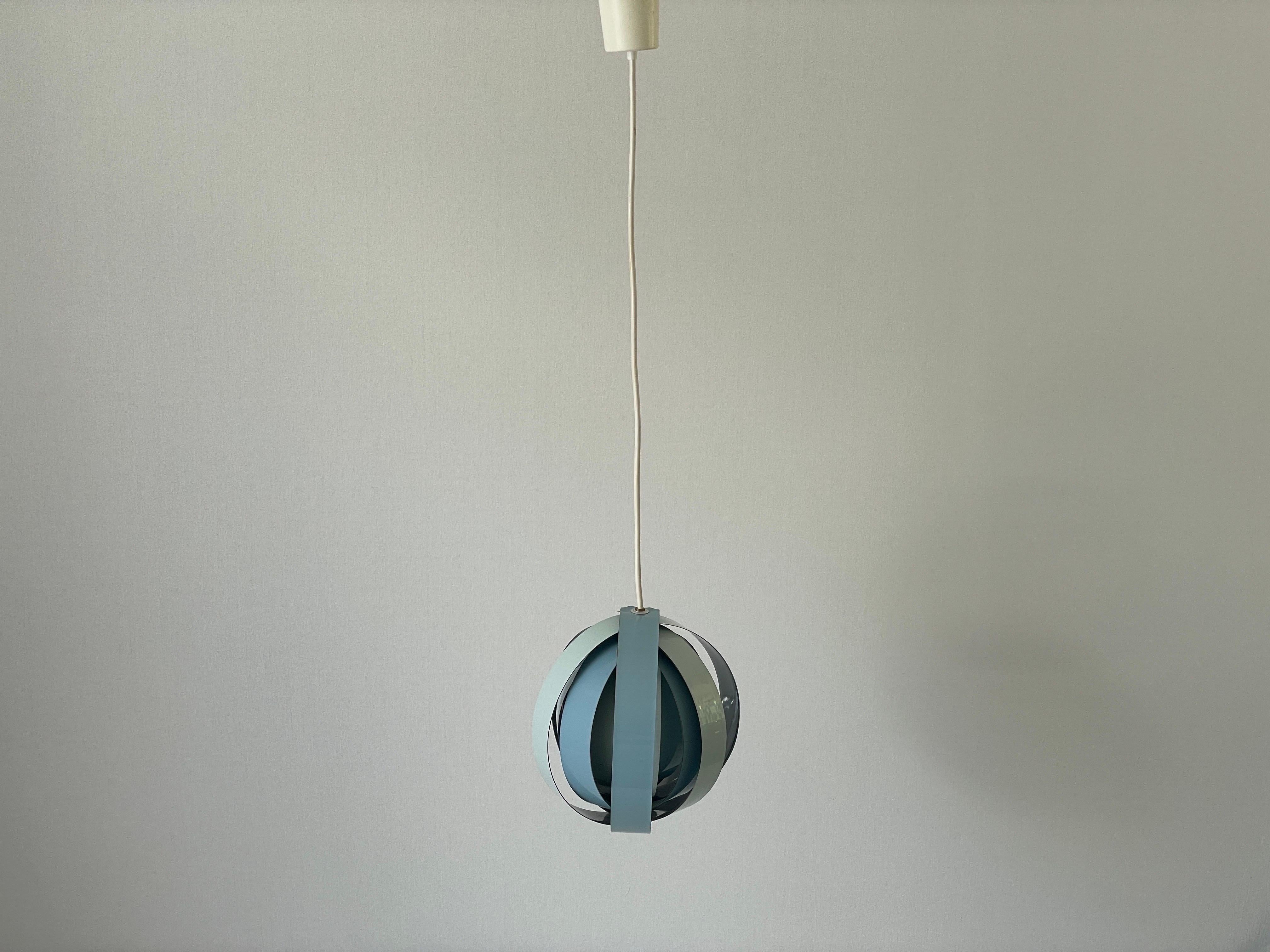 Lampada a sospensione a 3 toni in metallo blu di Lamell-Star-Leuchten, anni '60, Germania in vendita 1