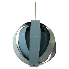 Lampe suspendue en métal bleu à 3 tons par Lamell-Star-Leuchten, années 1960, Allemagne