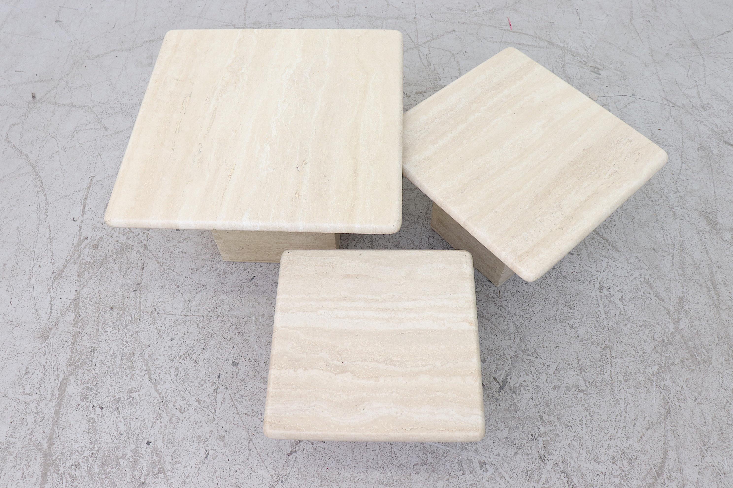 3 Travertine Coffee or Side Tables 1