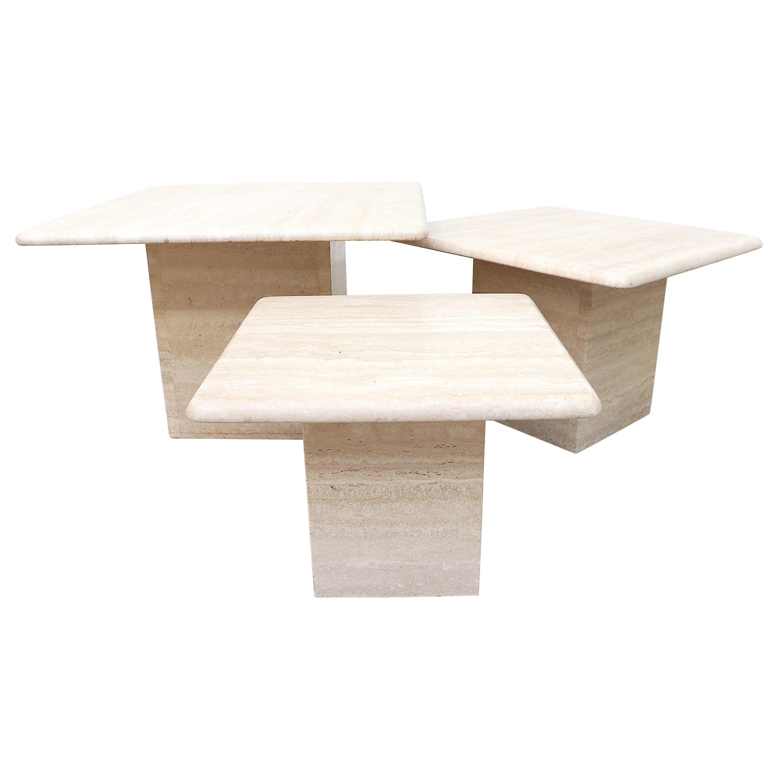 3 Travertine Coffee or Side Tables