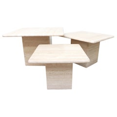 3 Travertine Coffee or Side Tables