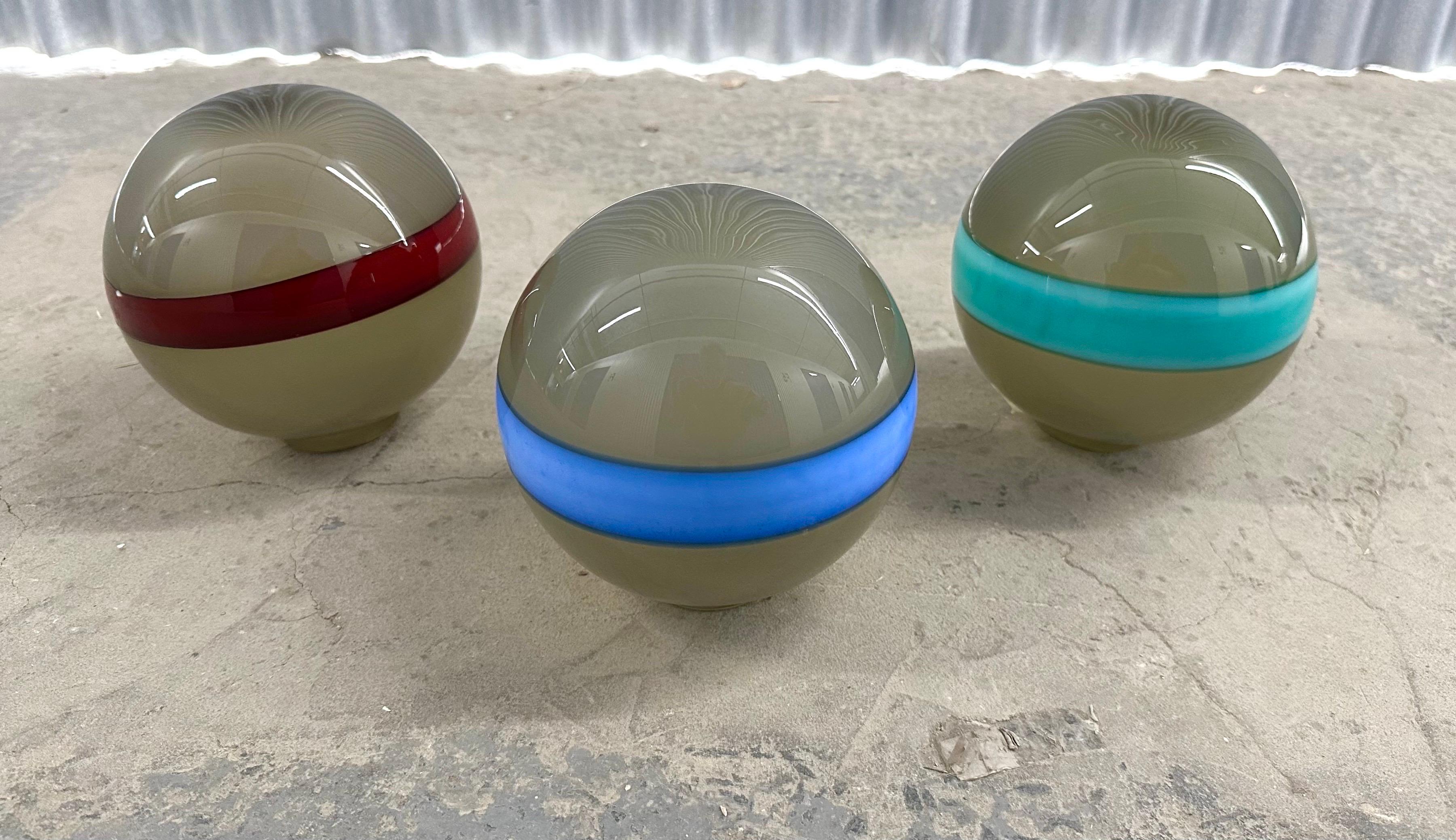 (3) Venini Fasce Orizzontale Globe Pendants or Shades For Sale 1