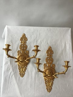 3 Versace Style Gold-Plated Lion Head Classical Sconces