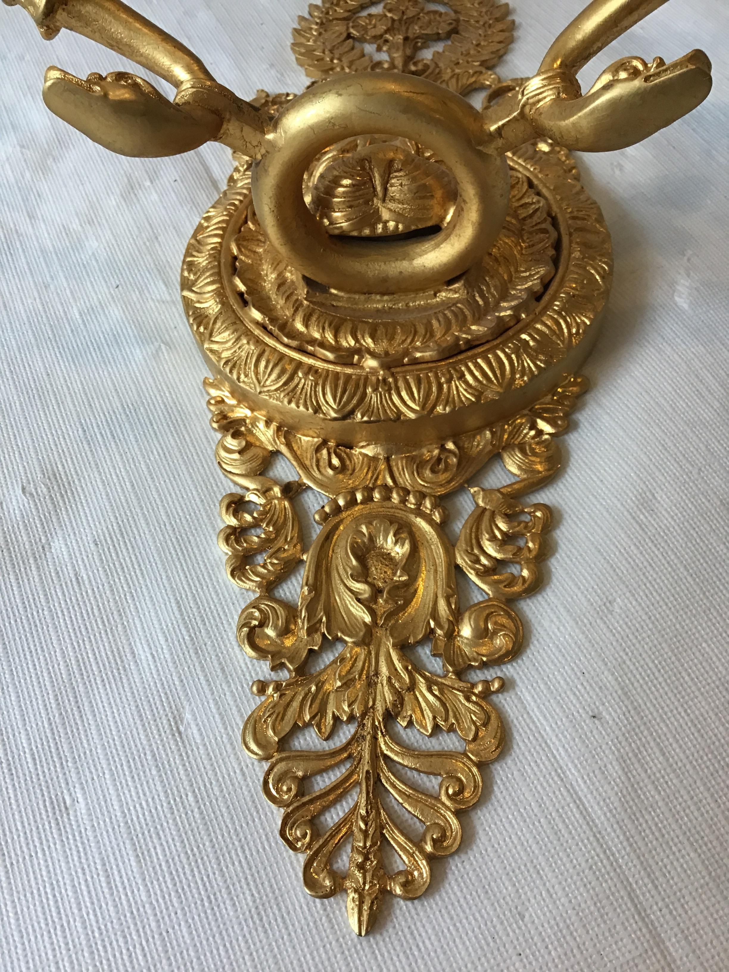 3 Versace Style Gold-Plated Lion Head Classical Sconces For Sale 4