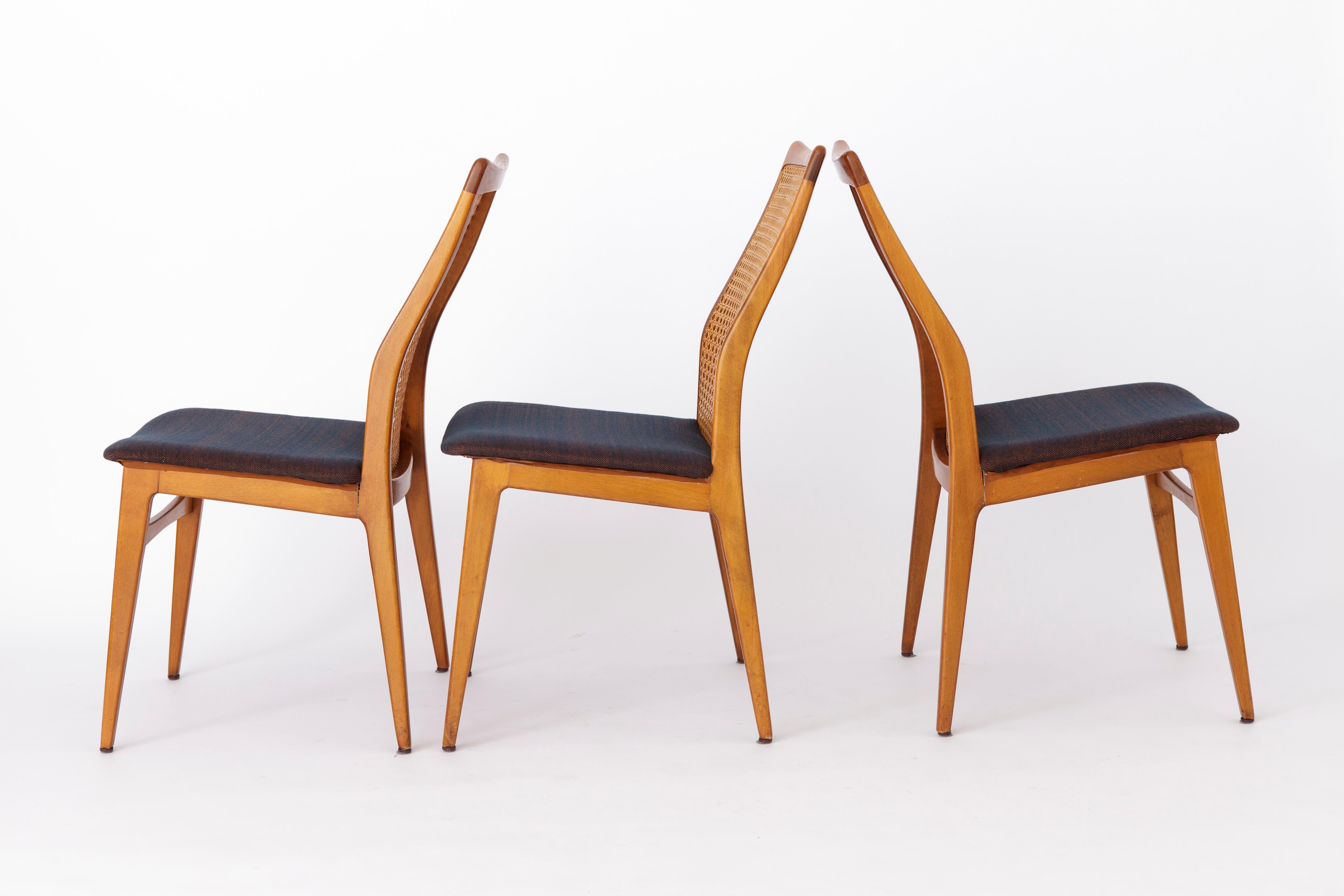Mid-Century Modern 3 Vintage Chairs 1960s Germany by Wilhelm Benze For Sale