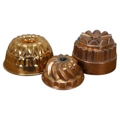 3 Vintage Copper Jelly Dessert Pound Cake Bundt Pan Molds