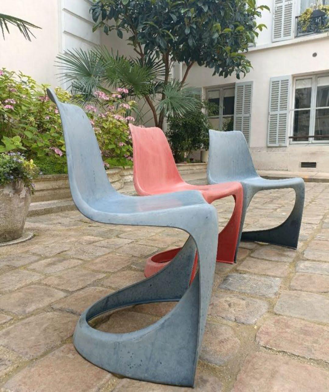 Plastic 3 Vintage Designer Chairs Steen Ostergaard Manufacturer Cado 60s For Sale