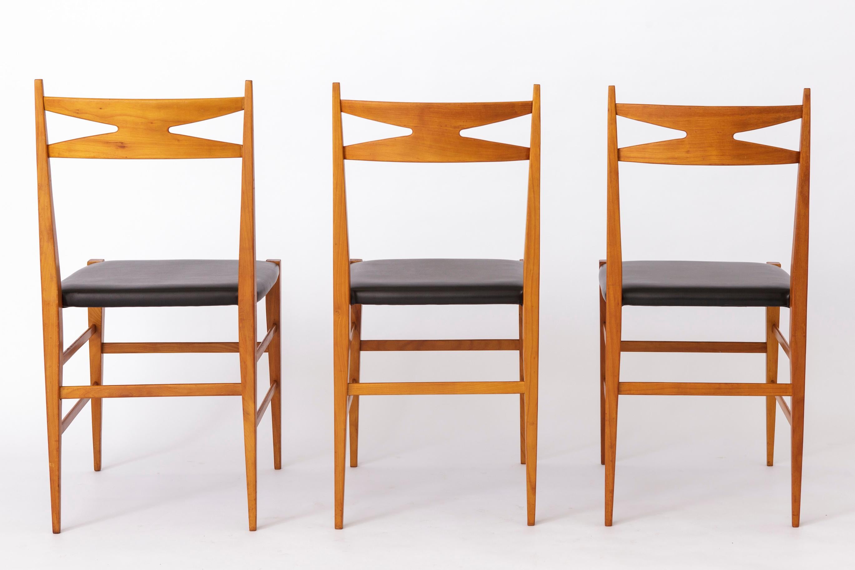 Polished 3 Vintage Dining Chairs 1970s - German Design For Sale
