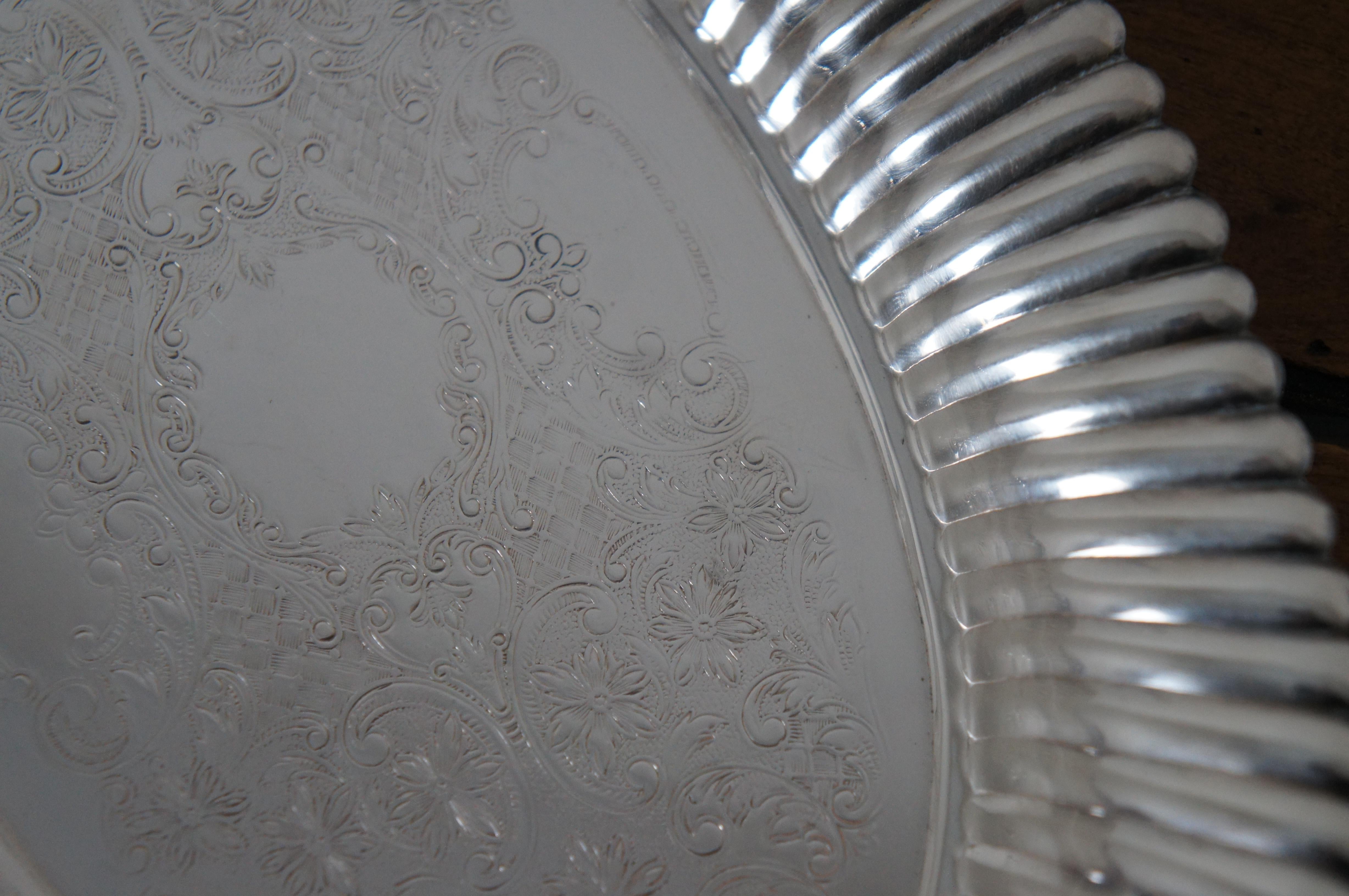 3 Vintage Etched Floral Silver Plate Oval Serving Dishes Platters Cake Plate  6