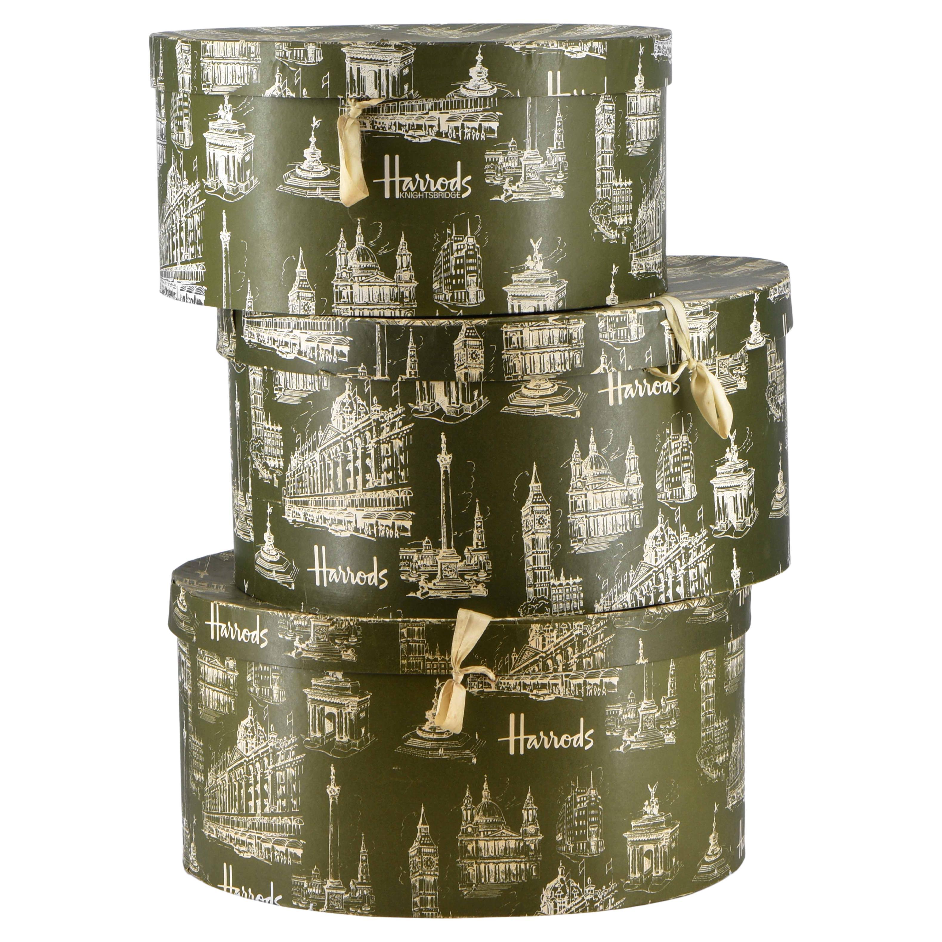 3 Vintage Harrods of London Hat Boxes For Sale at 1stDibs