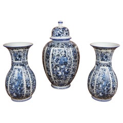 3 Vintage Italienisch Ardult Blau Delfia Keramik Keramik Ingwer Jar Mantel Vasen