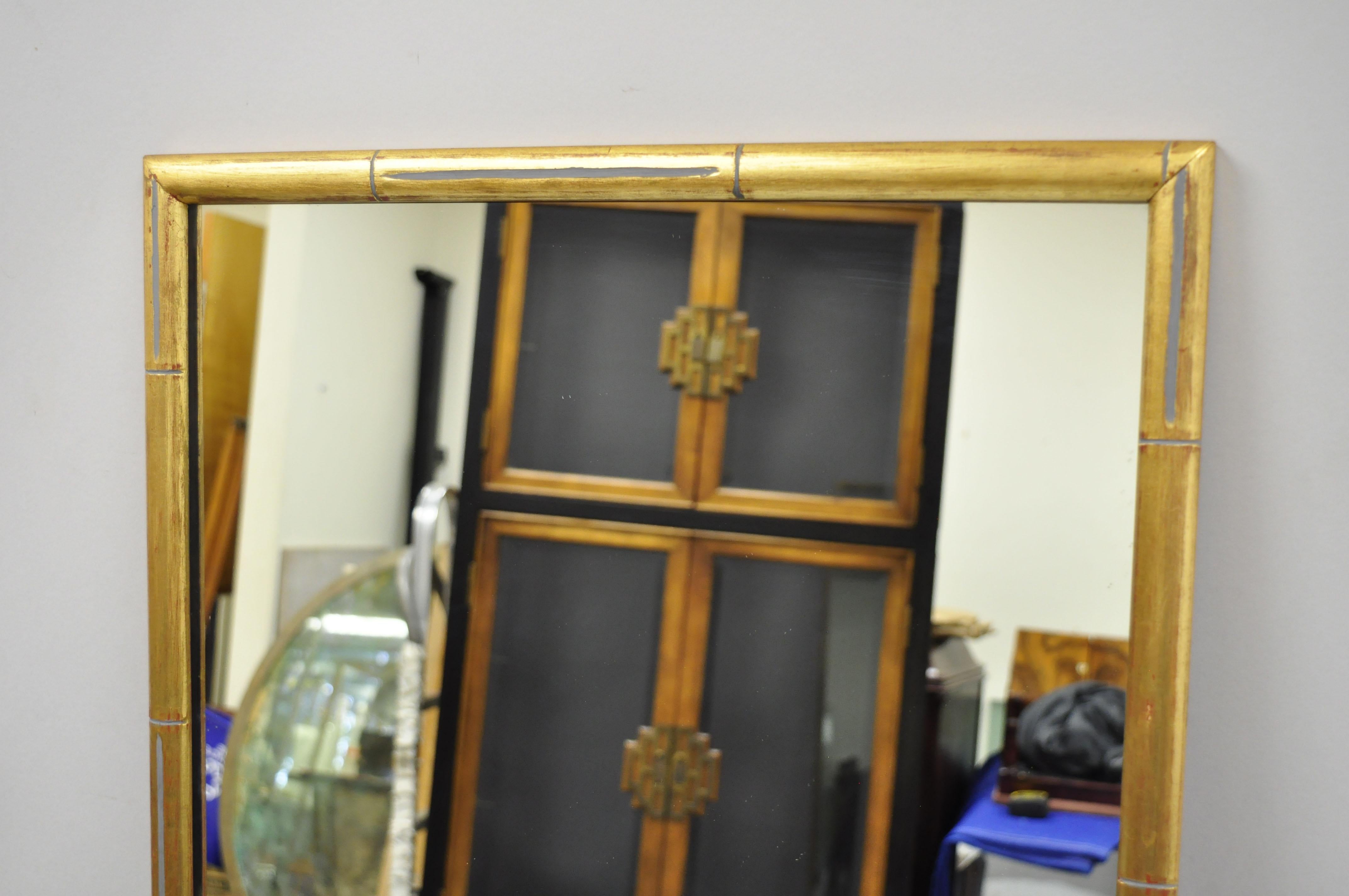 3 Vintage Italian Hollywood Regency Faux Bamboo Wood Frame Gold Wall Mirrors In Good Condition In Philadelphia, PA