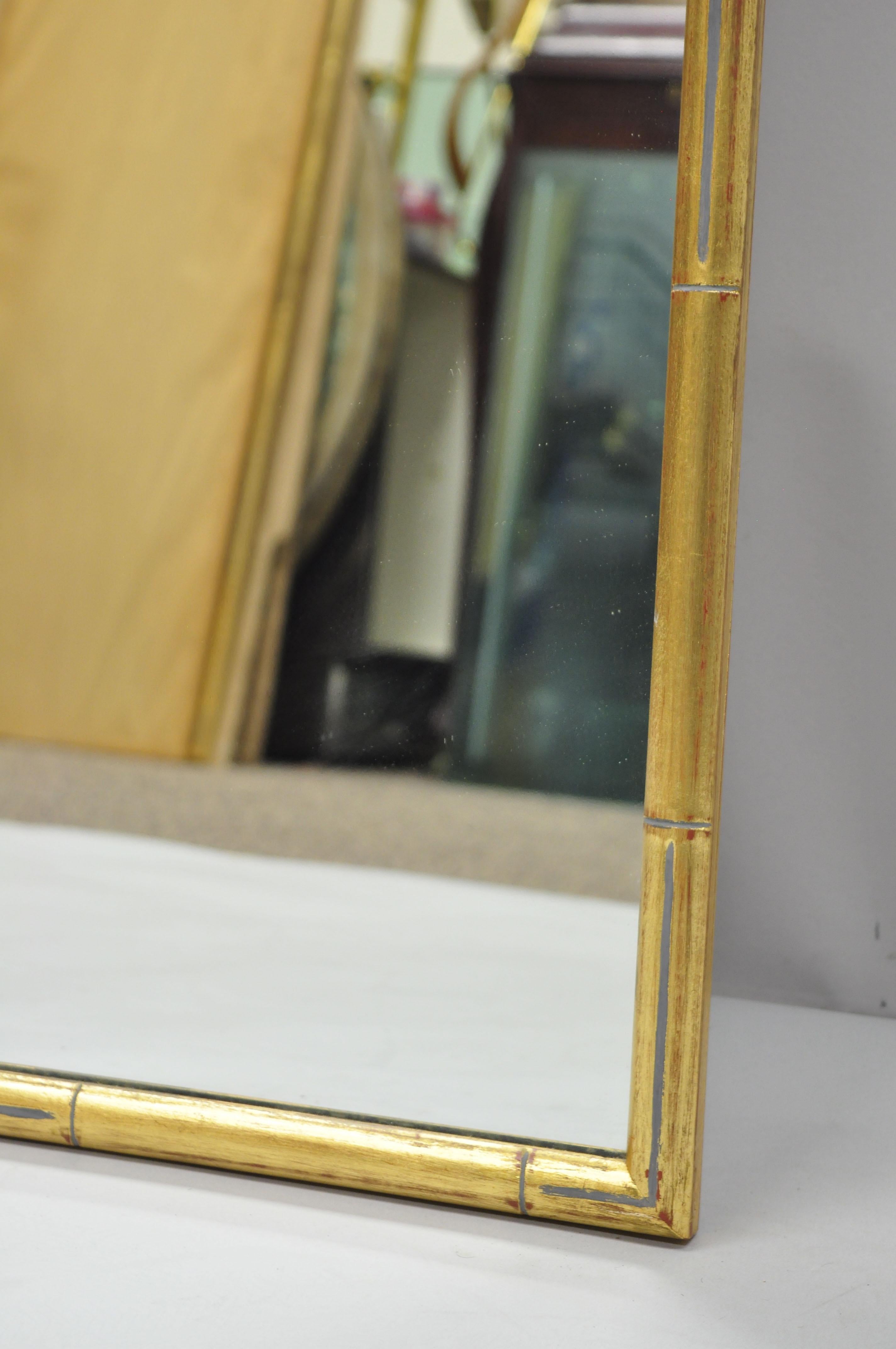 20th Century 3 Vintage Italian Hollywood Regency Faux Bamboo Wood Frame Gold Wall Mirrors