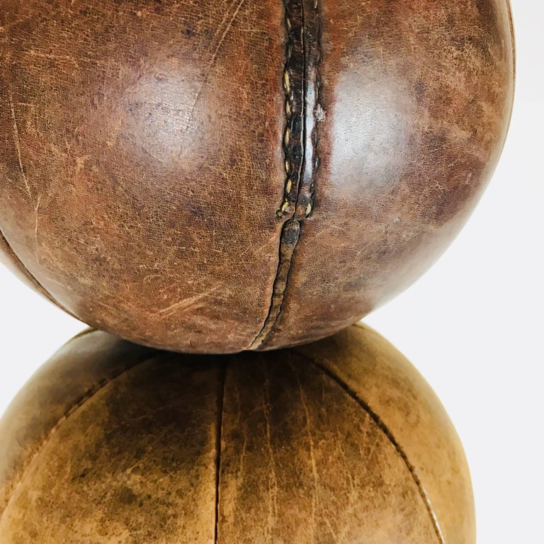 Bauhaus Three Vintage Leather Medicine Ball, Balls, 1920s-1930s, Germany For Sale