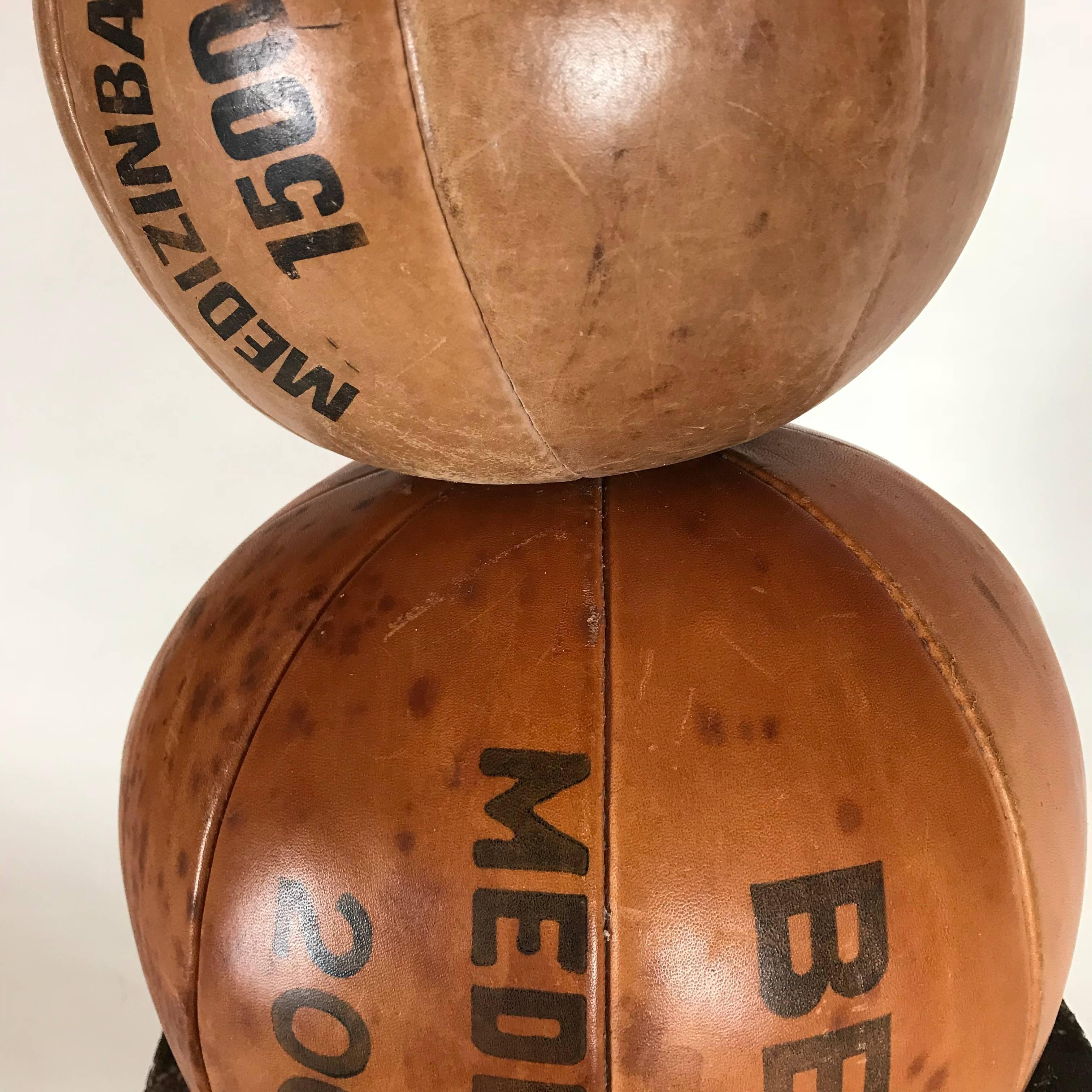 Hand-Crafted Three Vintage Leather Medicine Balls, 1920s-1930s Germany