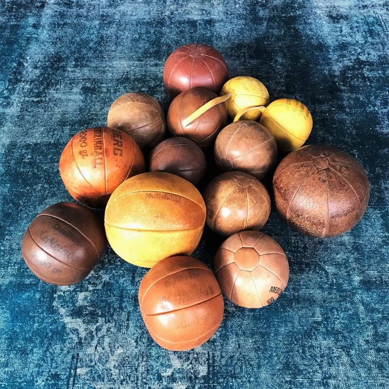 Early 20th Century Three Vintage Leather Medicine Ball, Balls, 1920s-1930s, Germany For Sale