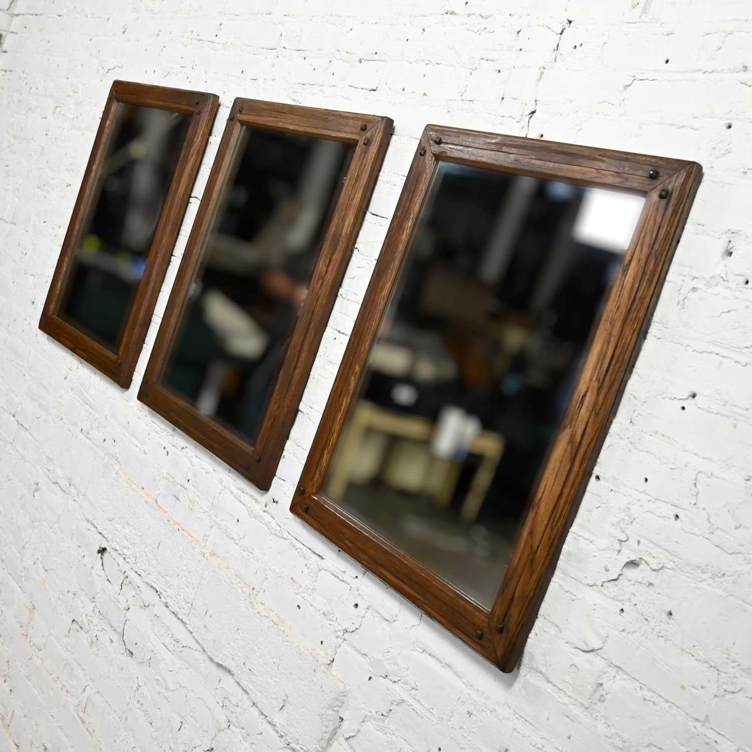 Vintage Mirror by A. Brandt for Ranch Oak Acorn Brown Finish  In Good Condition In Topeka, KS