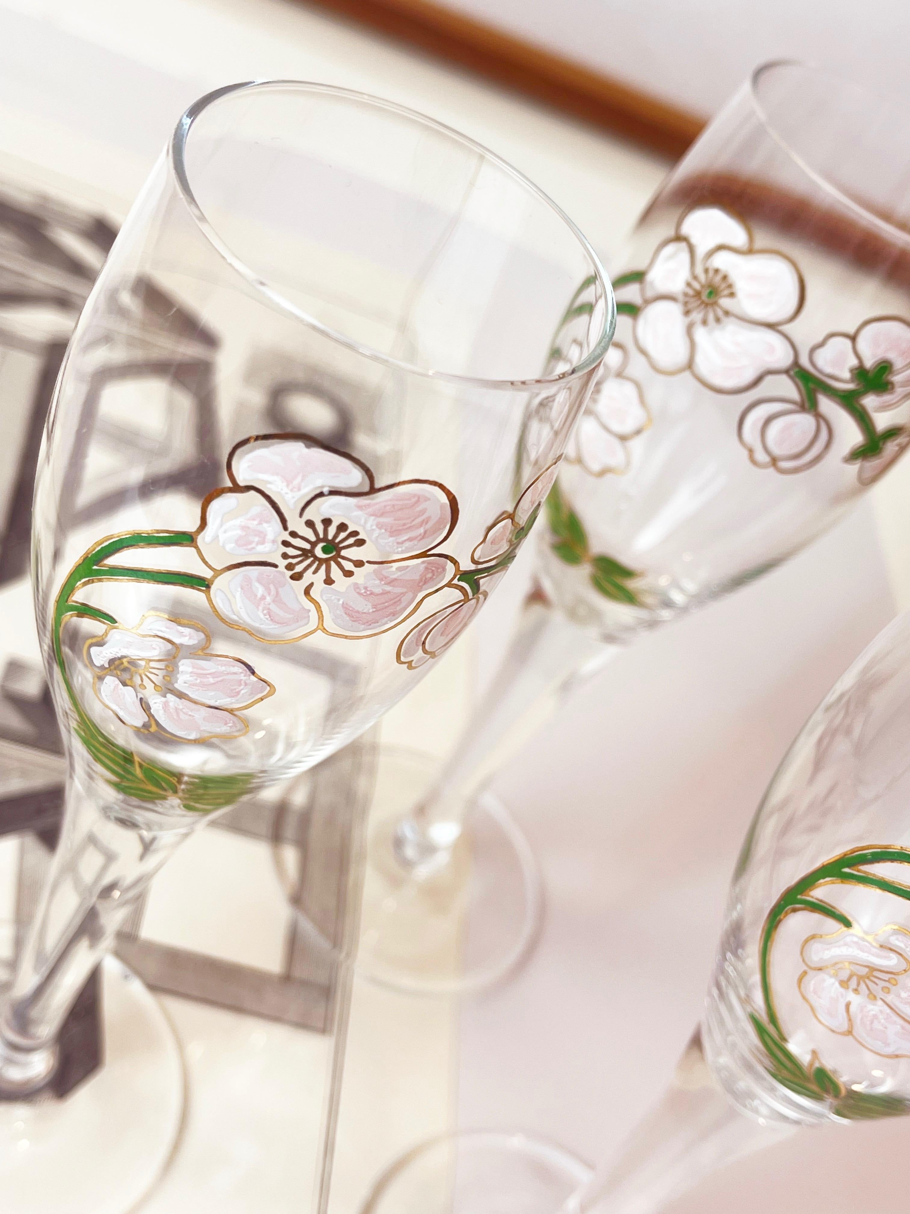 3 Vintage Perrier-Jouet Französische Champagnergläser im Jugendstil 1960er Jahre, Frankreich (Art nouveau) im Angebot