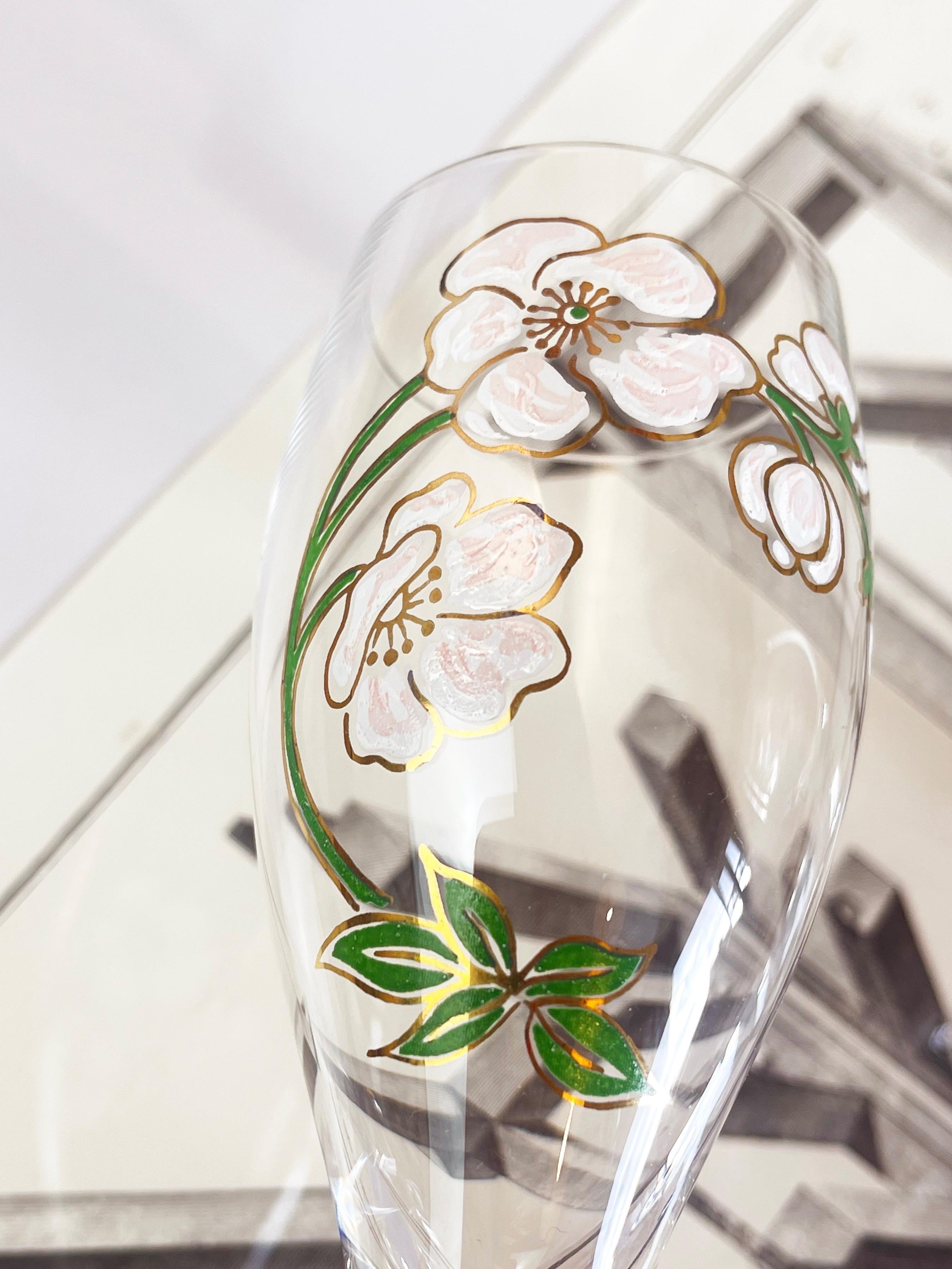 3 Vintage Perrier-Jouet Französische Champagnergläser im Jugendstil 1960er Jahre, Frankreich im Zustand „Gut“ im Angebot in Andernach, DE