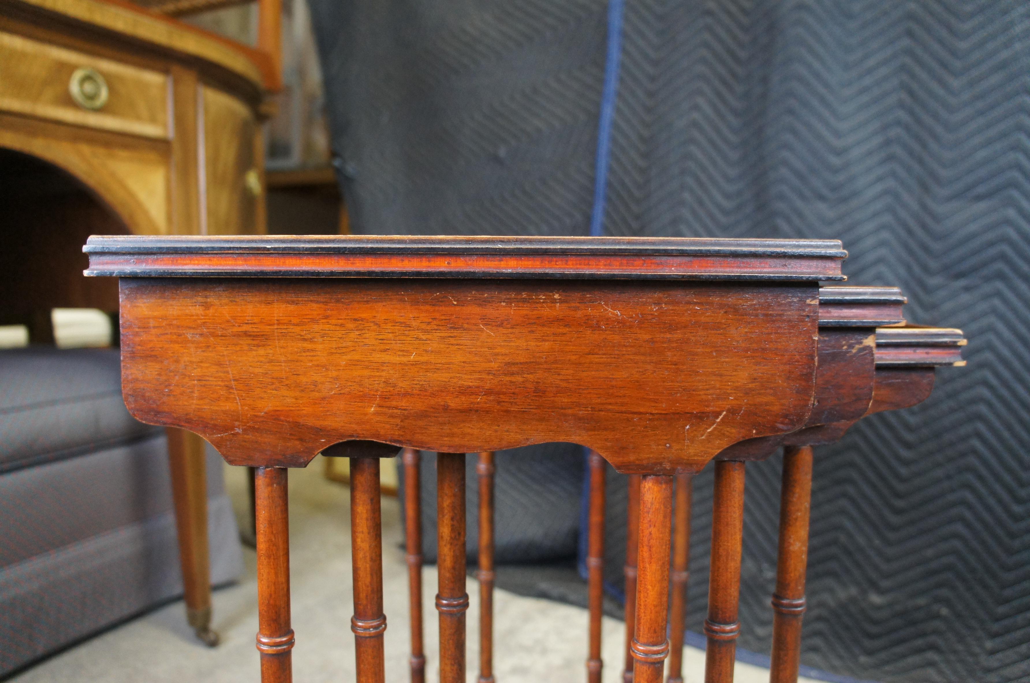 3 Vintage Regency Style Tooled Leather Mahogany Nesting Side Tables Sheraton 7