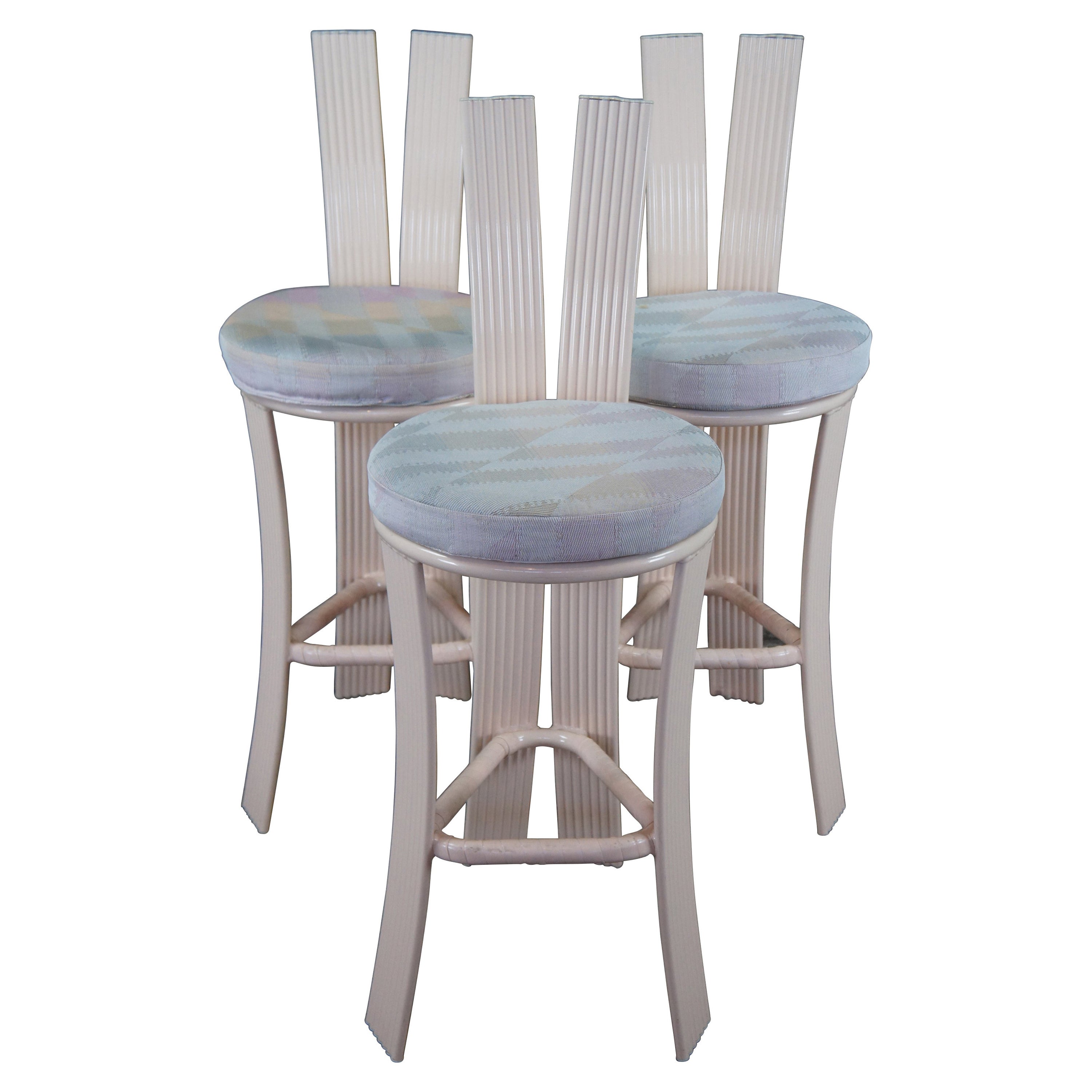 3 Vintage Tropitone Aluminum 1987 Post Modern Bar Stools Boho Chic Floria