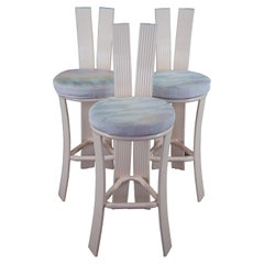 3 tabourets de bar post-modernes vintage en aluminium Tropitone 1987 Boho Chic Floria