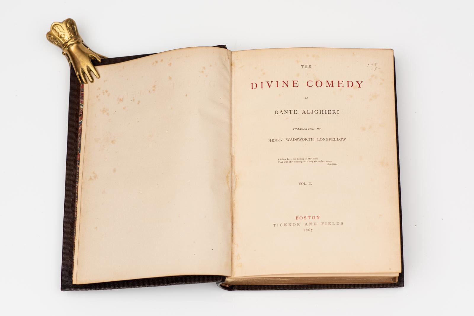 XIXe siècle 3 Vol. Henry W. Longfellow, La Divine Comédie de Dante Alighieri Première édition