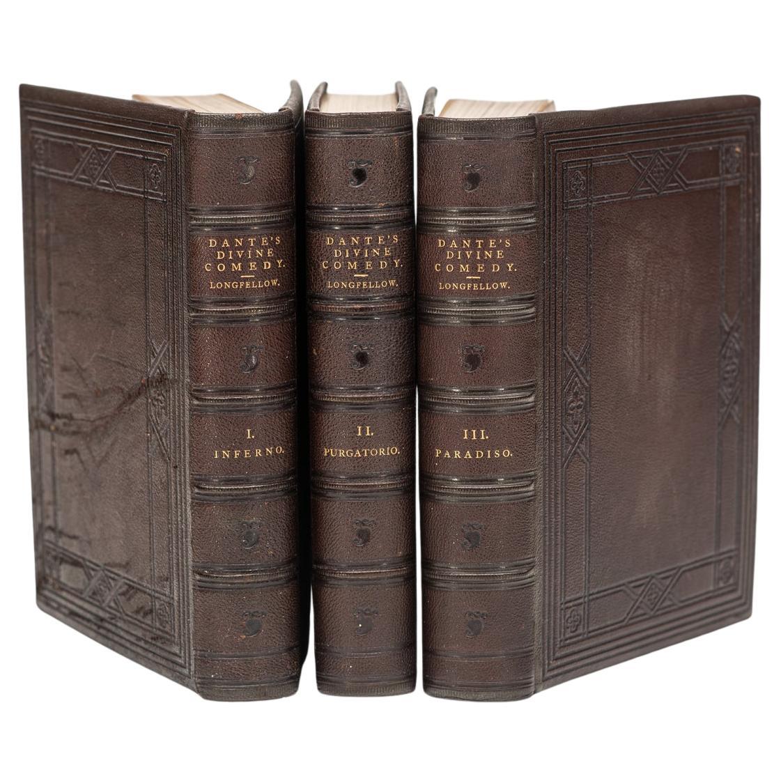 3 Vol. Henry W. Longfellow, La Divine Comédie de Dante Alighieri Première édition