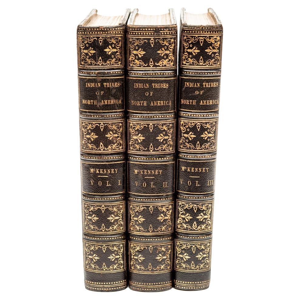 3 Vol. Thomas L. McKenney, Storia delle tribù indiane del Nord America, con schizzi biografici e aneddoti dei principali capi. Impreziosito da cento ritratti provenienti dalla Galleria degli Indiani del Dipartimento della Guerra di Washington.