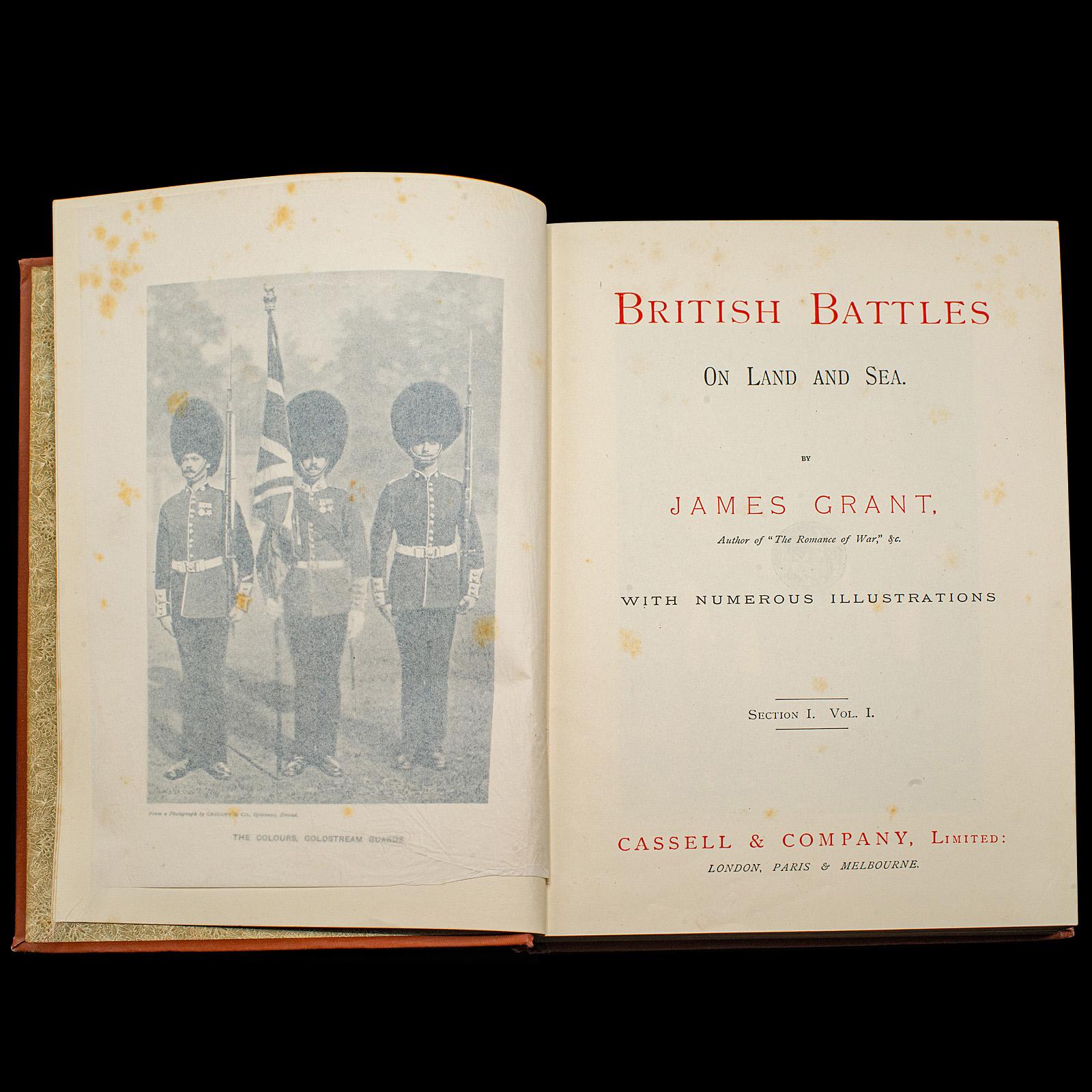 Britannico 3 Vols Battaglie britanniche di terra e di mare, antico, libro di riferimento militare, C.C. in vendita